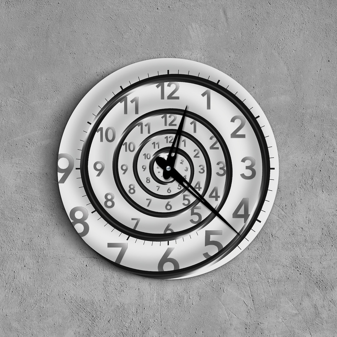 Time Travel Clock, Time Spiral Clock, Infinity Clock, Unique Wall Clock, Minimalist Wall Clock