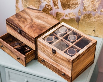 Wooden watch box for men, Watch case for men, Watch box with drawer, Engraved watch box for men, Custom wood box with lid, Watch storage box