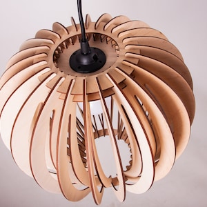 Wood pendant lamp shade, Ceiling lamp wood, Lamp shade mid century, Scandinavian pendant light, Wood chandelier, Wood light fixture