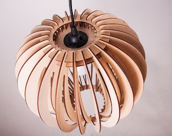 Wood pendant lamp shade, Ceiling lamp wood, Lamp shade mid century, Scandinavian pendant light, Wood chandelier, Wood light fixture