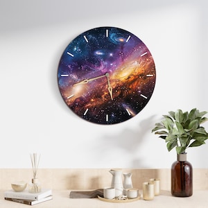 Reloj de pared espacial, reloj de pared de galaxia, reloj de pared de estrellas, reloj de pared del sistema solar, reloj de pared del espacio exterior, reloj de pared único para decoración del hogar