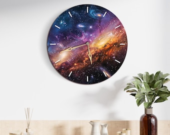 Galaxy wall clock, Star wall clock, Space wall clock, Solar system wall clock, Outer space wall clock, Unique wall clock home decor