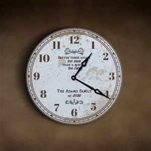 Time spent with family clock, Personalized family name clock, Custom wall clock, Large wall clock, Quote wall clock, Rustic wall clock