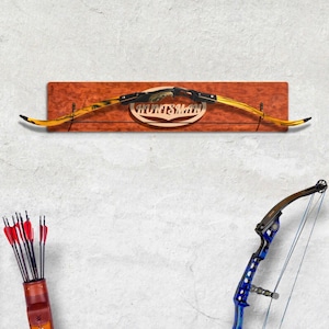 Archery bow wall holder,  Archery bow display, Custom Hunting Gift, Hunter gifts, Custom bow holder,  Archery bow rack,  Archery bow hanger