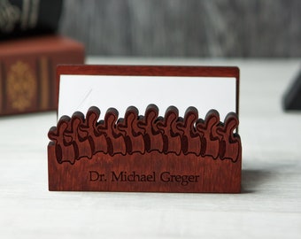Chiropractic graduation gift,Chiropractor gifts,Personalized business card holder doctor,Wood business card holder for men,Chiropractor sign