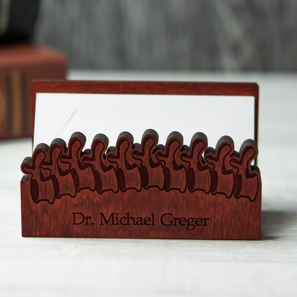 Chiropractic graduation gift,Chiropractor gifts,Personalized business card holder doctor,Wood business card holder for men,Chiropractor sign