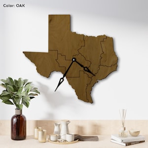 Reloj de pared de Texas, reloj de pared con mapa de Texas, decoración de pared de Texas, reloj de EE. UU., reloj de pared con el estado, reloj del estado de Texas, regalos para amantes de Texas, reloj de pared de madera