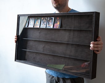 Baseball Card Display Case, Card Display Case For Sports, Sport Cards Stand, Cards Organizer, Wood Cards Storage, Sports Card Display Case