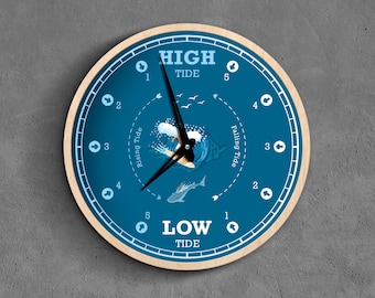 High tide clock, Tide wall clock, Surfer wall clock, Surfing clock, Nautical wall clock,Wave clock,Coastal wall clock large,Beach wall clock