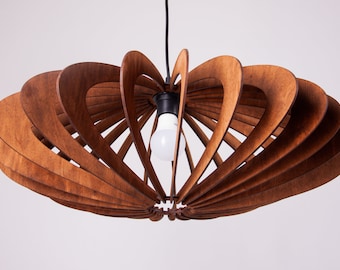 Wood Pendant Light, Mid Century Modern, Handmade Lamp, Ceiling Lamp, Chandelier Lighting, Mid century modern lamp shade