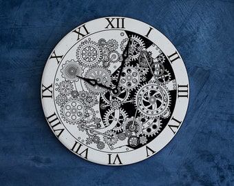 Zahnräder Wanduhr, Mechanische Wanduhr, Steampunk Wanduhr, Zahnrad Wandkunst, Industrielle Wanduhr, Mechanismus Wanduhr
