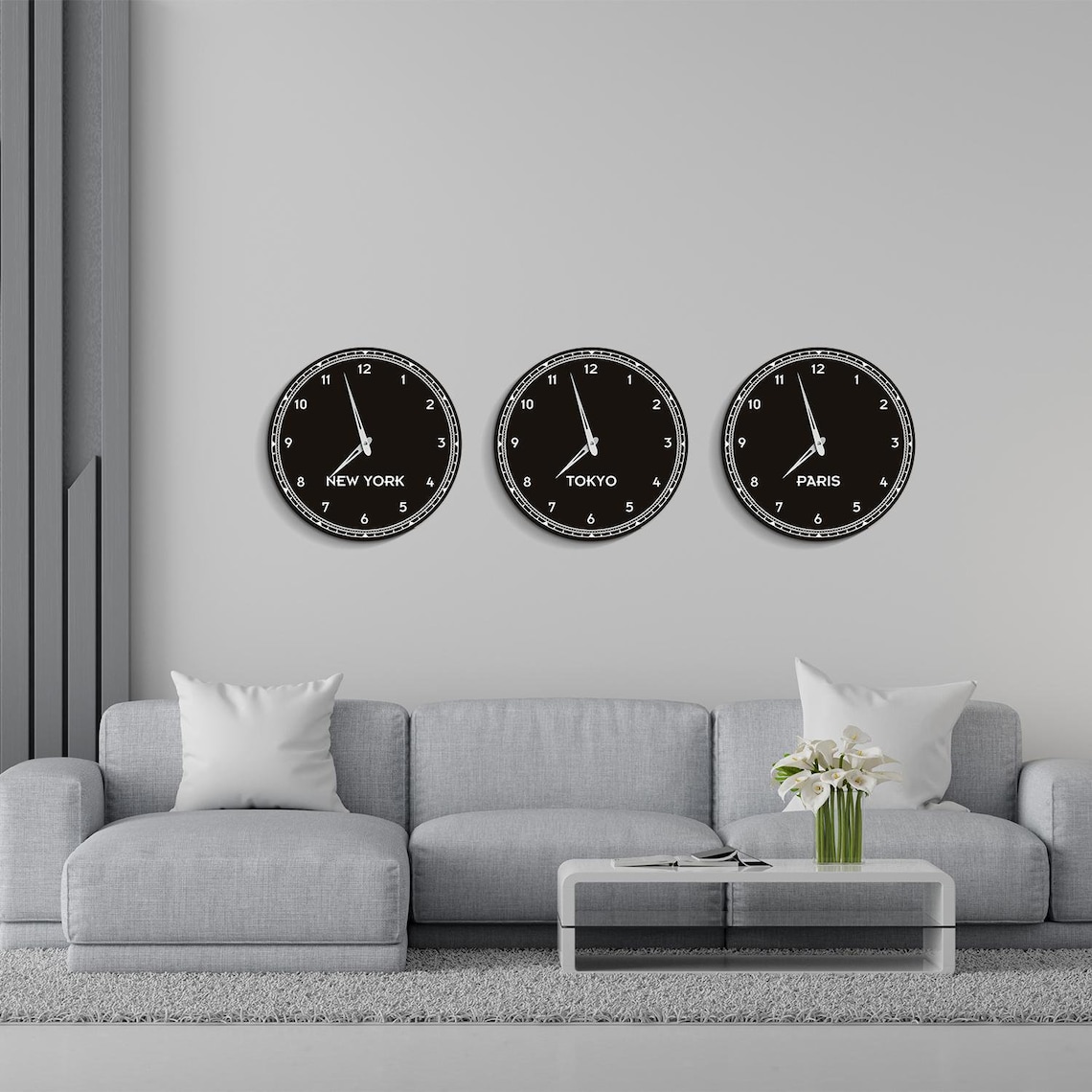 Clock Cutom Custom Time Zone Clock, Custom City Clock, Multiple Time Zone Wall ...