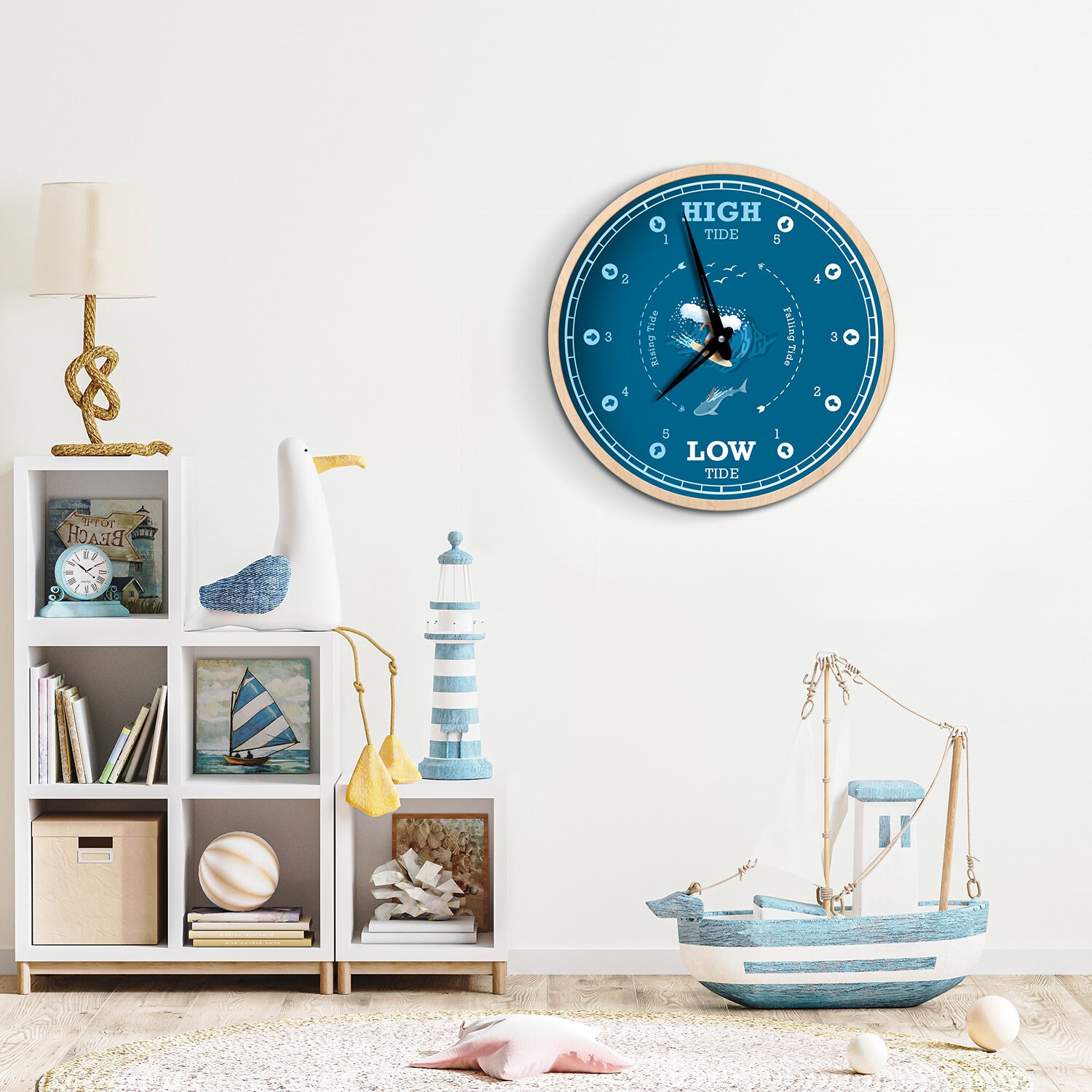 満潮時計、潮汐壁掛け時計、サーファー壁掛け時計、サーフィン時計