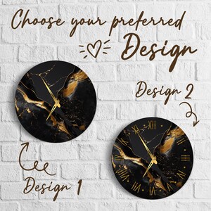 Resin Wall Clock, Black and Gold Wall Clock, Epoxy Wall Clock, Modern ...