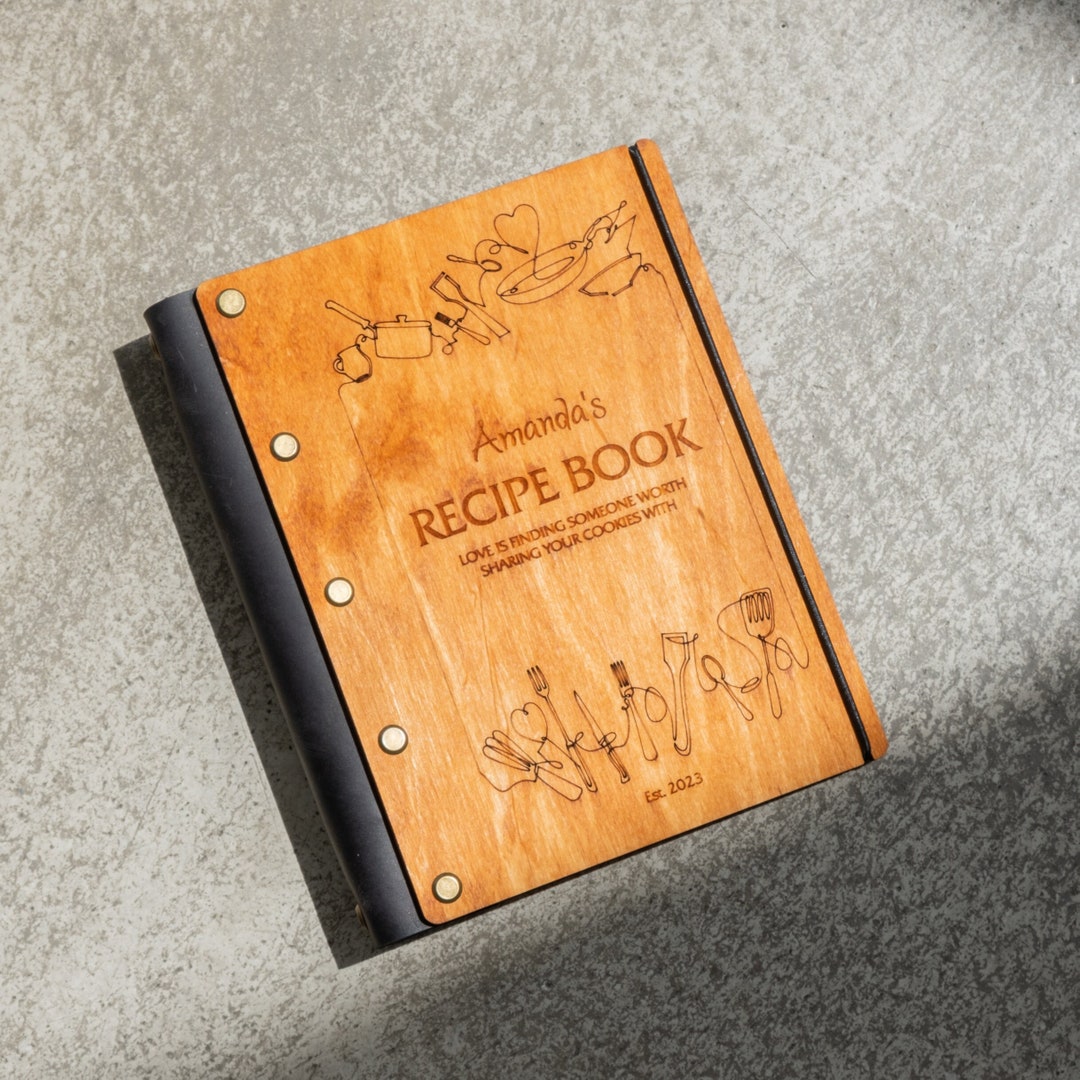 Personalized Recipe Book, Custom Recipe Book, Engraved Recipe Book