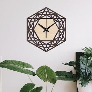 Dungeons and dragons dice clock, Dungeons master clock, Dnd dice clock, Dungeons and dragons gifts, Geometric wall clock, Wooden wall clock