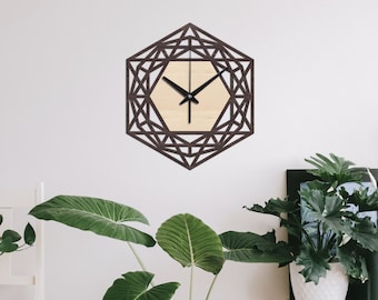 Dungeons and dragons dice clock, Dungeons master clock, Dnd dice clock, Dungeons and dragons gifts, Geometric wall clock, Wooden wall clock