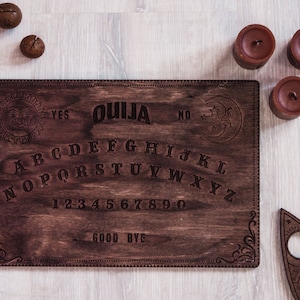 Ouija board wood, Spirit board table, Ouija board game, Occult board, Talking board wood, Ouija planchette, Wooden ouija set, Occult gifts