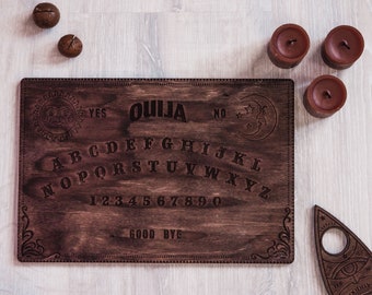 Ouija board wood, Spirit board table, Ouija board game, Occult board, Talking board wood, Ouija planchette, Wooden ouija set, Occult gifts