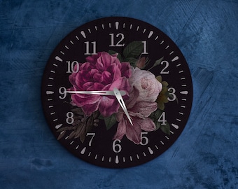 Flower wall clock, Peony clock, Lily wall clock, Bouquet wall clock, Nature wall clock, Flower clock display, Wildflower wall clock