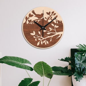 Bird wall clock,Bird wood clock,Wood wall clock,Modern wall clock,Kitchen wall clock,Unique wall clock