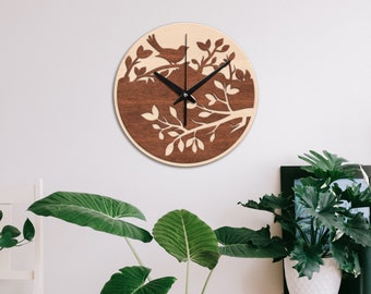 Bird wall clock,Bird wood clock,Wood wall clock,Modern wall clock,Kitchen wall clock,Unique wall clock