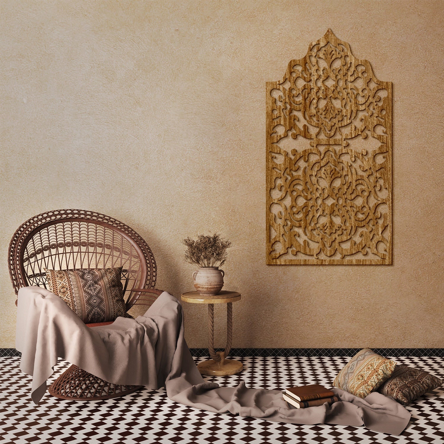 Moroccan Wood Panel Moroccan Wood Wall Art Arabic Wall Art - Etsy UK