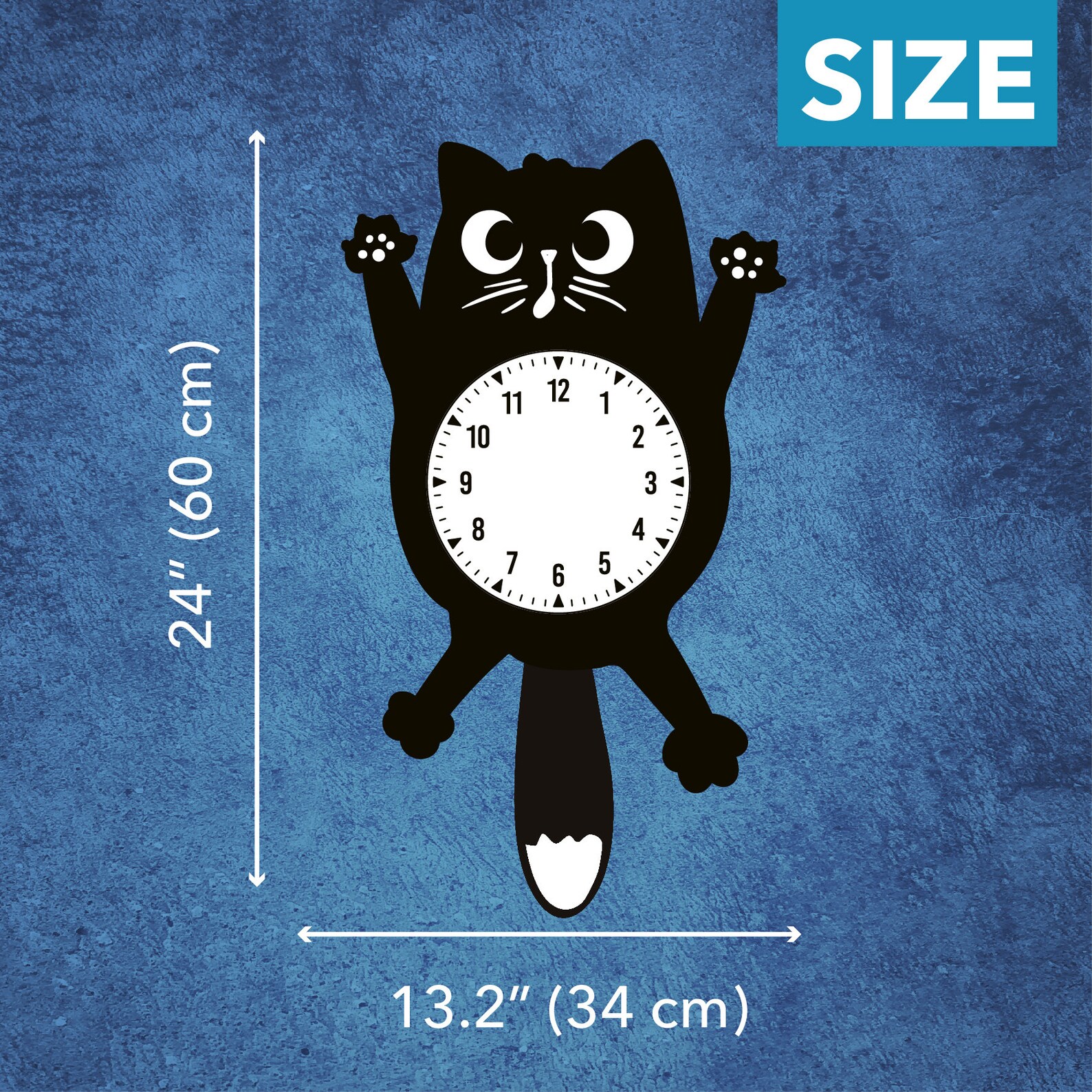 Cat Wall Clock With Pendulum, Cat Decor Wood Clock, Cat Art Wall Clock ...