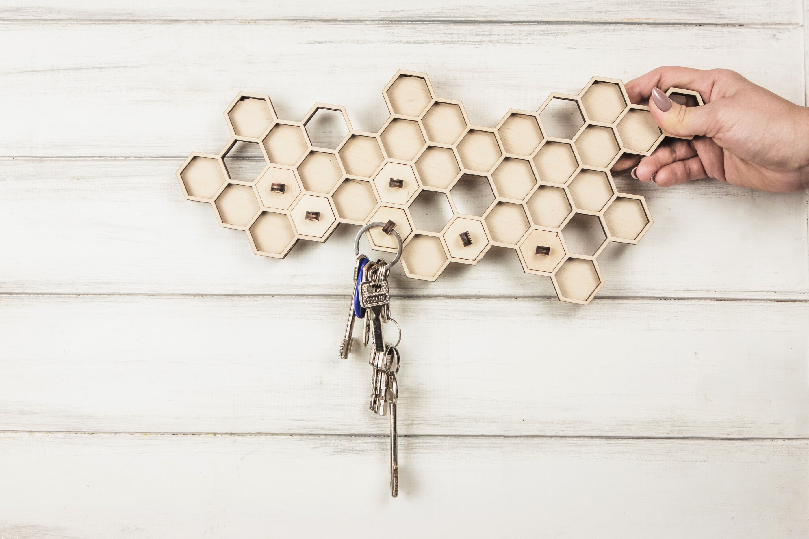 Honeycomb Key Holder, Wall Key Organizer, Wall Key Holder With