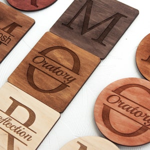 Custom logo coaster, Custom coasters set, Wood coasters set, Coaster for desk, Coffee coaster wood, Drink coasters wood, Rustic wood coaster