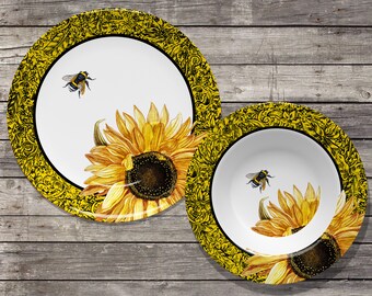 Sunflower Dishes Etsy