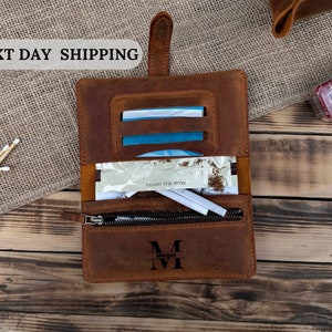 Custom Leather Tobacco Case, Personalized Tobacco Pouch, Customized Cigarette Bag, Leather Rolling Case, Unique Gift for Him, Dad
