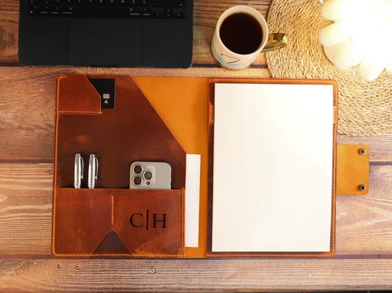 Personalized leather Portfolio, Custom Padfolio, A4 Letter Size Notepad/Legal Pad Padfolio, Father's Day Gift, Gift for Her/Him/Wife