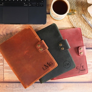 Portafolio de negocios de cuero personalizado, funda de diario de cuero, portafolios de cuero con tarjetero, regalo para el Día del Padre, regalo para papá