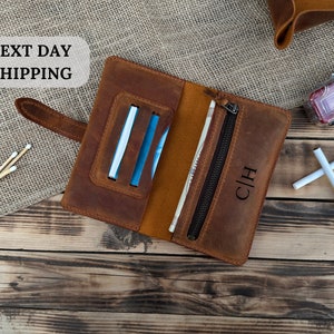 Personalized Leather Tobacco Pouch, Handmade Tobacco Bag, Custom Tobacco Case, Mens Tobacco Pouch, Tobacco Rollup Pouch, Smokers Accessories