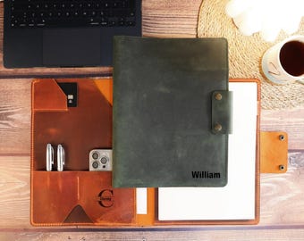 Business Leather A4/A5 Portfolio, Handmade Leather Document Organizer, Portfolio Cover, Corporate Gift, Mother's Day Gift, Gift for Her