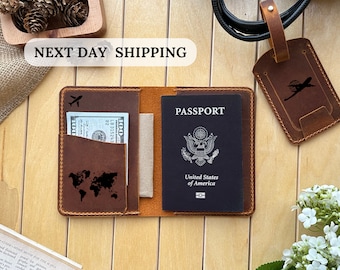 Personalized Genuine Leather Passport Holder, Engraved Passport Cover, Custom Leather Passport Wallet, Travel Wallet,Customized Gift for Him