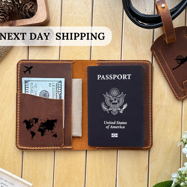 Personalized Genuine Leather Passport Holder, Engraved Passport Cover, Custom Leather Passport Wallet, Travel Wallet,Customized Gift for Him