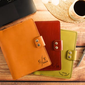 Portfolio professionnel en cuir personnalisé, couverture de journal en cuir, bloc-notes en cuir avec porte-cartes de visite, cadeau fête des pères, cadeau pour elle
