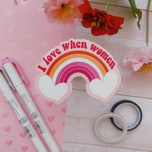 Lesbian Pride flag Rainbow hearts waterproof water bottle laptop sticker