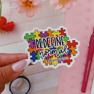 Autism Awareness weatherproof sticker/ autism puzzle piece/ Redefine Normal/ decal/ Special Ed/ Sped the Love