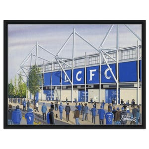 Leicester, Football Stadium. Framed Canvas Football Art Print. Wall Art Football Club FC, Gifts, City Supporters Memorabilia