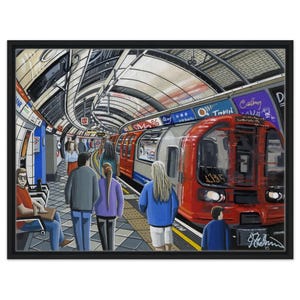 London, Tube Underground Station. City Landscape. Urban Cityscape Wall Art  Framed Canvas Art Print