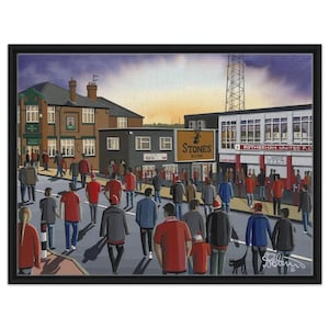 Rotherham, Retro Millmoor Stadium. Framed Canvas Football Art Print. Wall Art Football Club FC, Gifts, United Utd Supporters Memorabilia