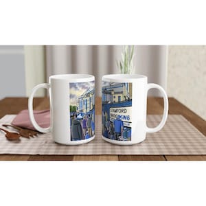 Chelsea. Stamford Bridge, White 15oz Ceramic Football Mug. Football Club FC Football Soccer Gifts, Blues Supporters Memorabilia