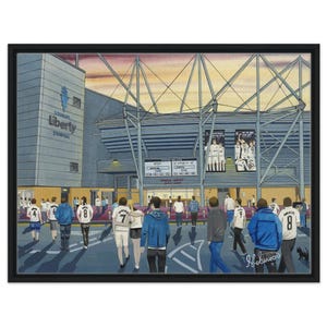 Swansea, Football Stadium. Framed Canvas Football Art Print. Wall Art Football Club FC, Gifts, City Supporters Memorabilia