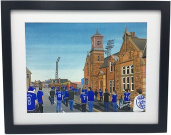 Queen o'the South, Palmerston Park. Framed, High Quality Football Memorabilia Giclee Art Print. Ideal Gift For Any Doonhamers Supporter.