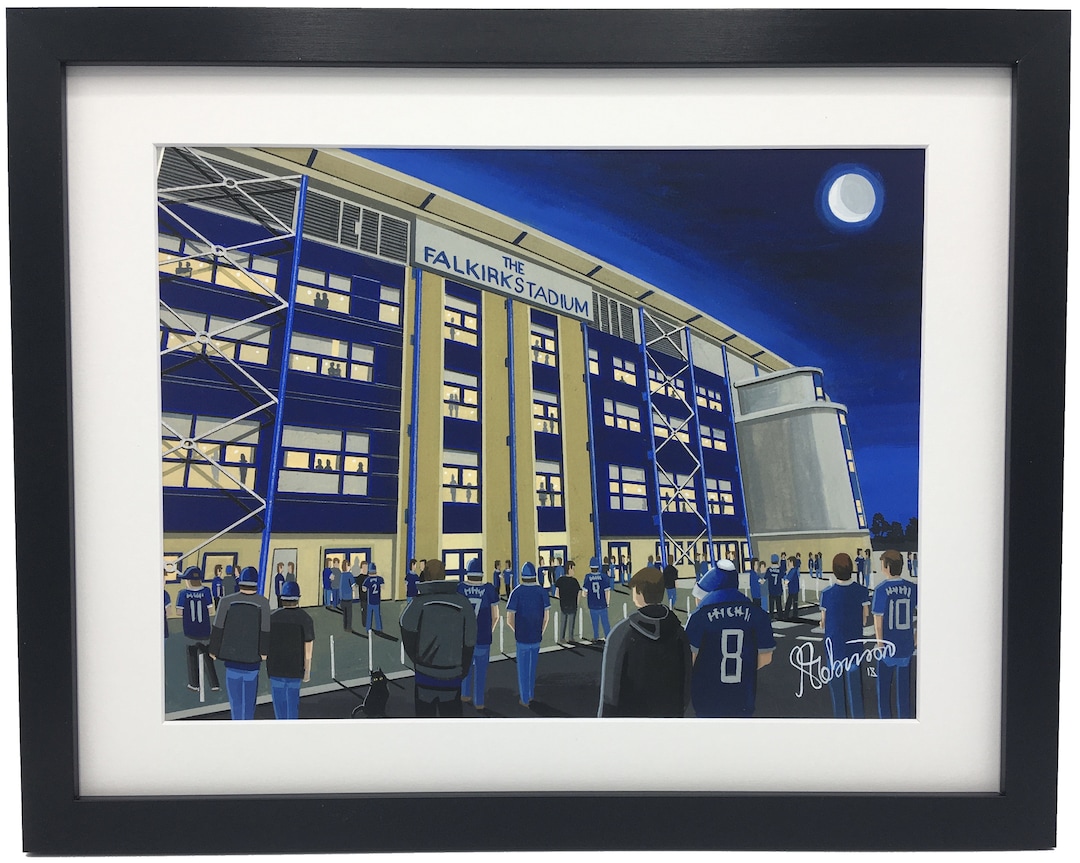Falkirk, Falkirk Stadium. Framed, Quality Football Memorabilia Giclee Art Print. Ideal Gift for 
