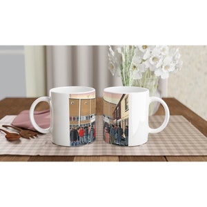 Stoke, Retro Victoria Boden Stadion weiße 11 Unze Keramik Fußballbecher. Football Club FC Fußball Fußball Geschenke, Stadtanhänger Erinnerungsstücke