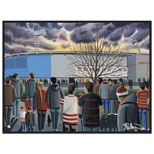 Doncaster, Football Stadium. Standard Wooden Framed Poster. Wall Art Football Club FC, Gifts, Rovers Supporters Memorabilia